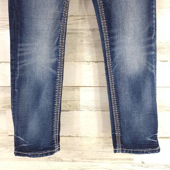 ROCK REVIVAL Ruella Rhinestone Faux Flap Pockets Easy Capri Jeans SIZE 26 30x25 - Picture 6 of 16